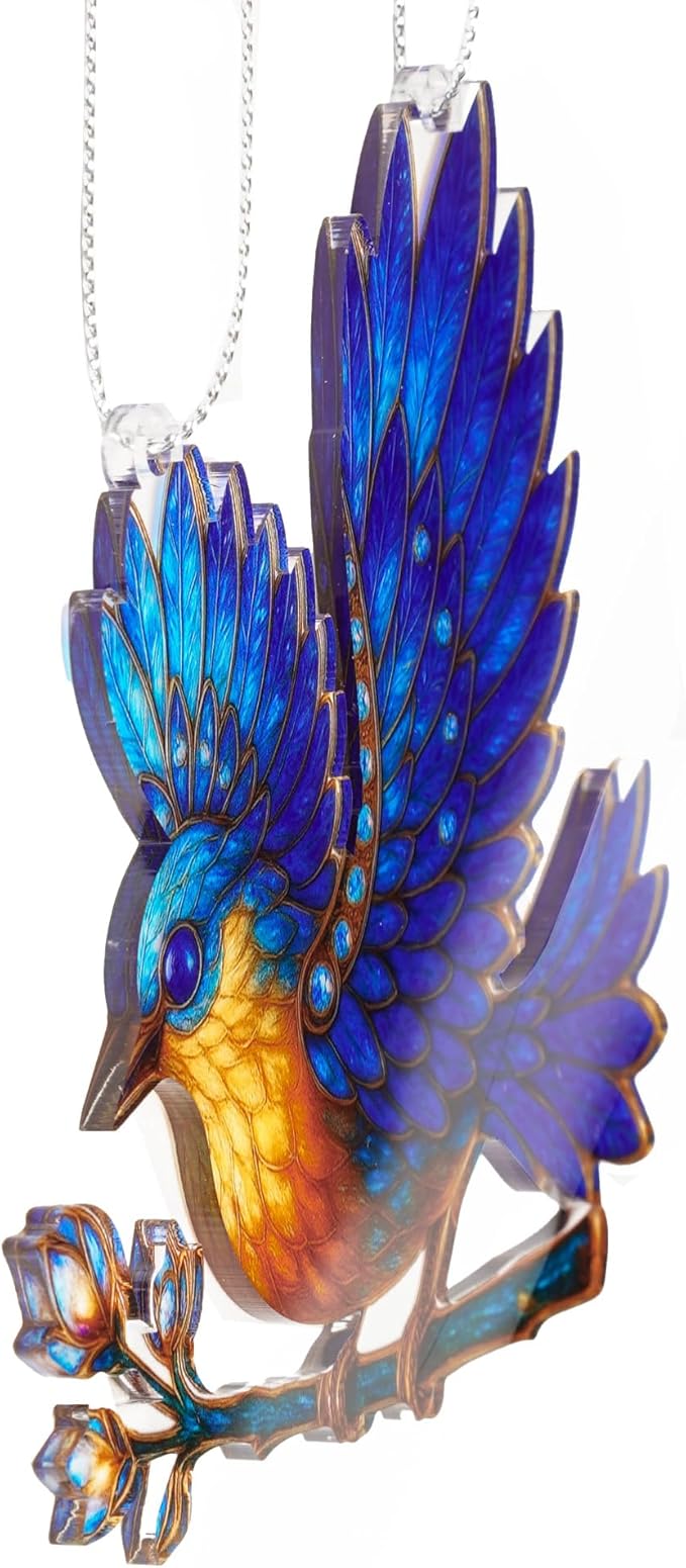 Bluebird Ornament - Sapphire Wing Songbird – Gift for bird lovers – bluebird christmas ornament 2025– Suncatcher Effect Window – White elephant gifts - Xmas Tree Funny Decoration
