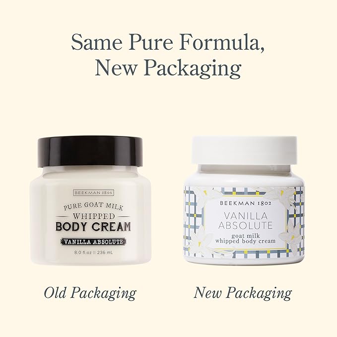 Beekman 1802 Whipped Body Cream, Vanilla Absolute - Scented - 8 oz - Intensely Hydrating & Softens Skin - With Goat Milk - Good for Sensitive Skin - Cruelty Free