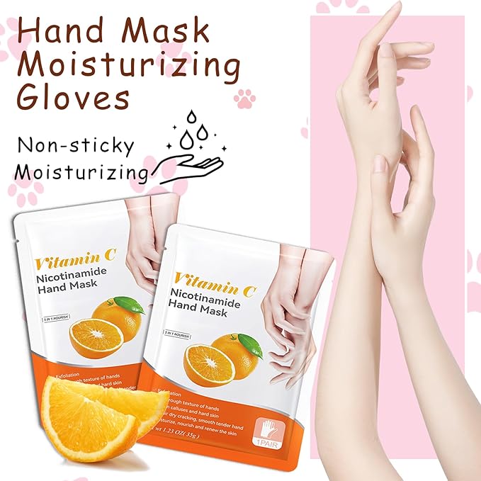 Hand Masks, 6 Pairs Hydrating Exfoliating Hand Peeling Mask, Smooth Hand Masks Moisturizing Gloves Overnight for Dry, Rough, Cracked Hands, Hand Skin Moisturizer Glove for Women Men（D