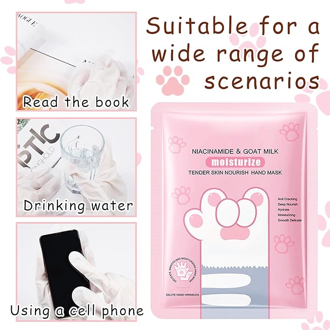 Hand Masks, 6 Pairs Hydrating Exfoliating Hand Peeling Mask, Smooth Hand Masks Moisturizing Gloves Overnight for Dry, Rough, Cracked Hands, Hand Skin Moisturizer Glove for Women Men（A