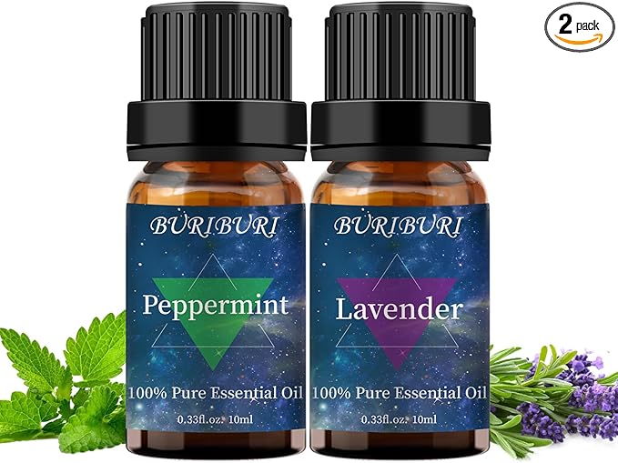 Lavender and Peppermint Essential Oil, 100% Pure, Undiluted, Natural, Organic Aromatherapy Essential Oils Gift Set, 10MLx2