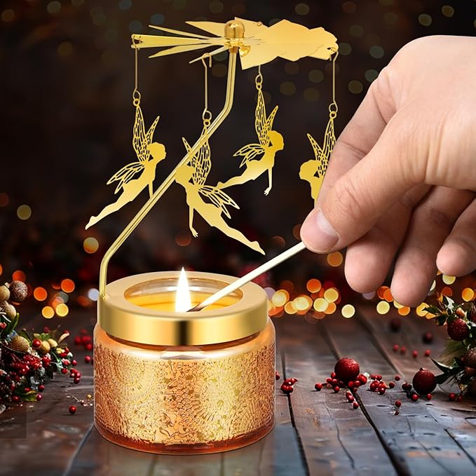 Girl with Wings Rotating Scented Candles Gift Set for Birthdays, Christmas, Thanksgiving, or As A Unique Present for Your Mom, Sister, Girlfriend, Colleagues, Friends, or A Dear Friend