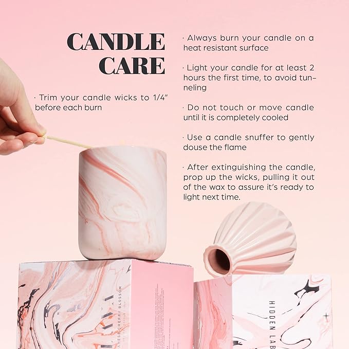 Hidden Label Scented Soy Candles, Large Candle 12oz Japanese Cherry Blossom Ceramic Jar Lava Collection, Gorgeous Gifts for Birthday Thanksgiving Christmas