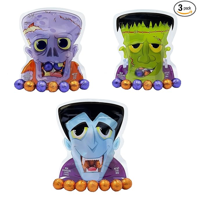 Fruidles Halloween Party Pals Big Milk Chocolate, Holiday Treats, Chocolaty 'n Smooth, Individually Wrapped, Kosher Certified (Pack of 3)