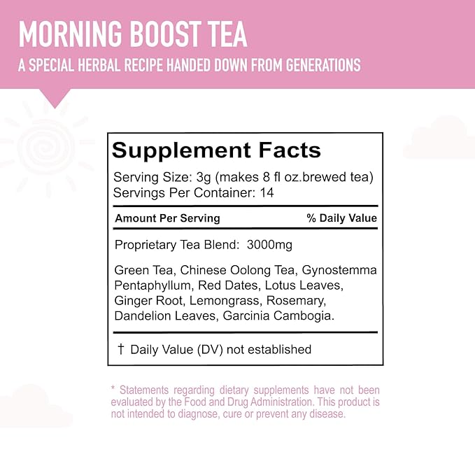 Detox Tea Morning Boost Tea (2 Pack), All Natural Herbal Tea for Detox and Colon Cleanse, Non-GMO, Vegan (28 Tea Bags Total)