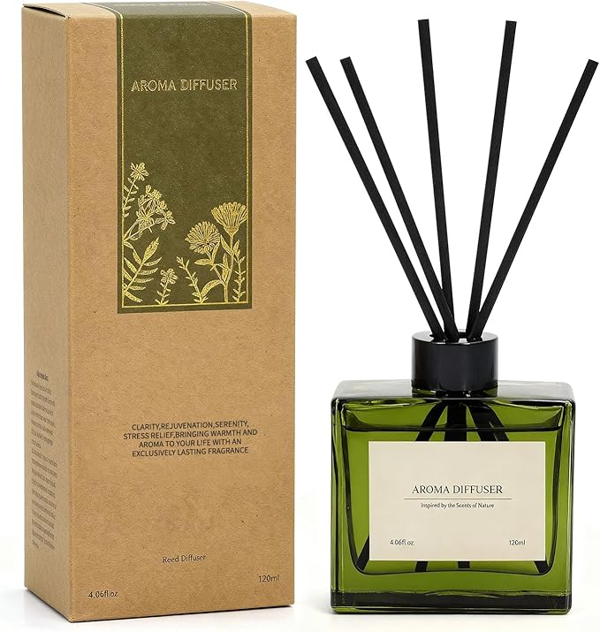 Reed Diffuser, 4 oz Jasmine Lily Scent Diffuser with 7 Sticks, 90 Days Long Lasting Reed diffusers for Home, Elegant Fragrance for Bathroom Bedroom Office Decor, Air Fresh