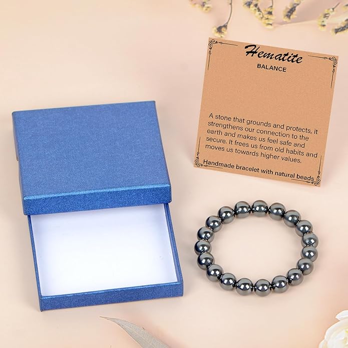 LPBeads Handmade Natural Gemstone Stretch Elastic Bracelet Healing Crystal Round Stone Beads Jewelry Gifts for Women Men