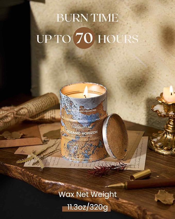 M&SENSE Oceanic Horizon Scented Candles Natural Non Toxic, Aromatherapy Candle for Stress Relief Meditation Relaxing, Housewarming Gifts for Women Men, 11.3oz 70 Hour Long Burning