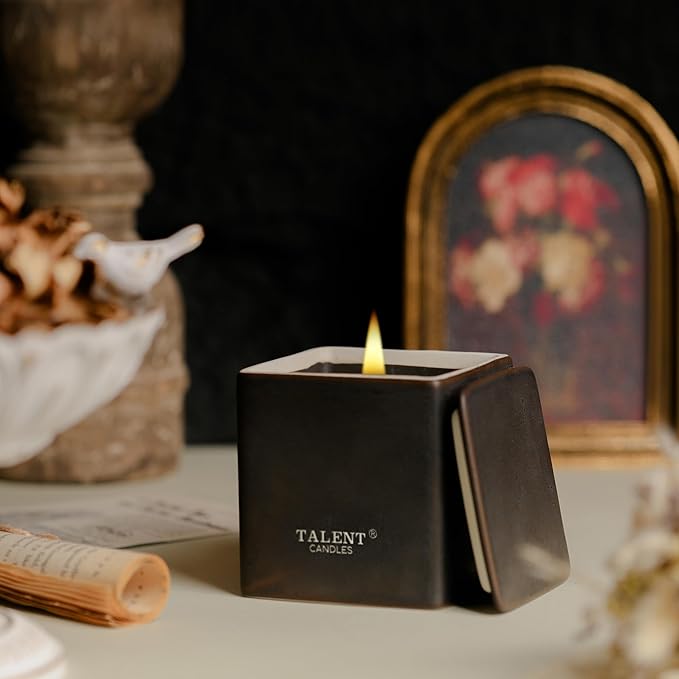 Candles for Home Scented, Modern Rustic Ceramic Candle Jar, Soy Candles Non Toxic in Elegant Ceramic Jar, Coconut & Beach Blossom