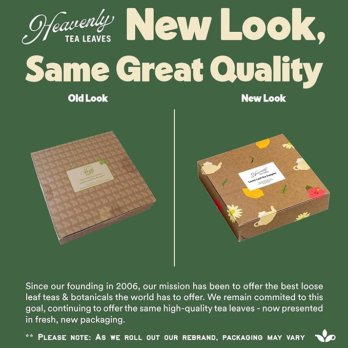 Heavenly Tea Leaves Organic Wellness Tea Sampler (Approx. 90 Cups of Tea), 9 Assorted Loose Leaf Teas & Herbal Tisanes - Great Hot or Iced, High & No Caffeine Teas, Gift Ideas for Her