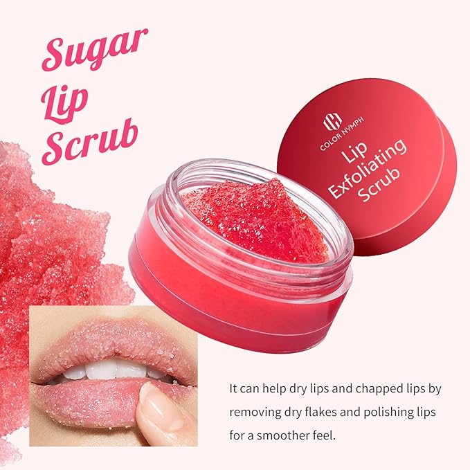 Color Nymph Lip Care Trio - Lip Scrub, Overnight Lip Mask & Lip Treatment Oil, Intense Hydration Lip Set for Dry Chapped Cracked Lips, Exfoliate & Moisturize - 3 Piece Gift Set - Cherry
