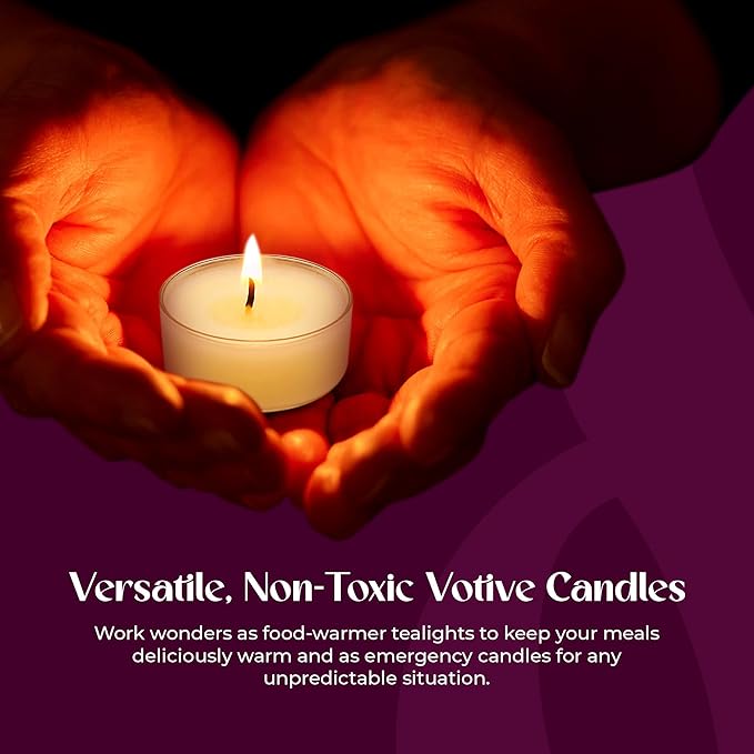 Lerner Tealight Candles in Clear Cups, 200 Count | 8 Hour Long-Burning White Tea Light Candles | Non-Toxic, Smokeless & Soot-Free