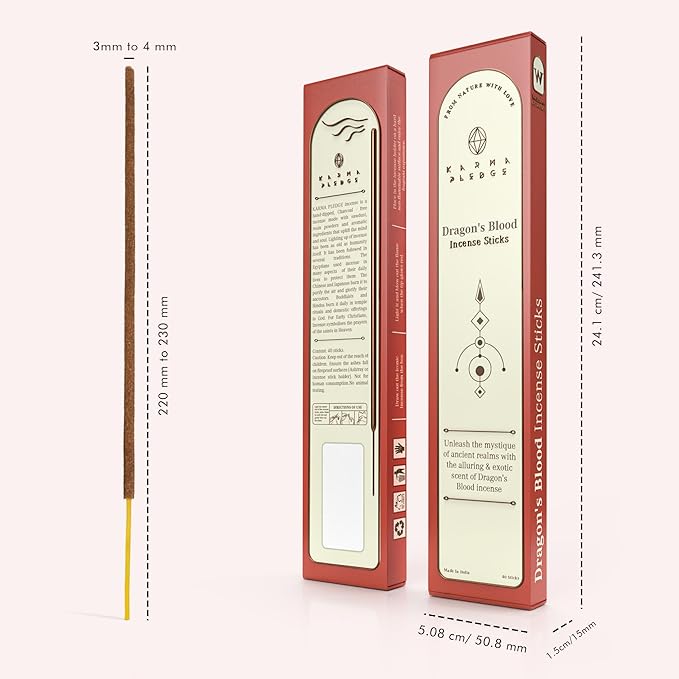 Dragons Blood Incense Sticks, Organic Hand Dipped Incense, Natural Herbs & Aromatic Ingredients, Contain 40 Sticks Inside, Burn Time 45-60 Min, Spiritual Gifts, Incense by Karma Pledge