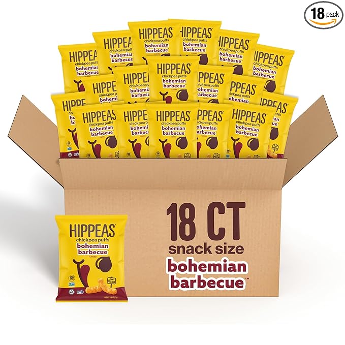 Hippeas Chickpea Puffs, Bold & Spicy Variety Pack: Barbecue, Sriracha, 0.8 Ounce (Pack of 18), 3g Protein, 2g Fiber, Vegan, Gluten-Free, Crunchy, Plant Protein Snacks