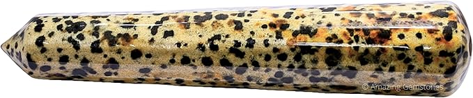 Amazing Gemstone Dalmatian Jasper Crystal Wand Massage Stick - Pelvic Wand Gua Sha for Adults - Crystals and Healing Stones Massage Wands for Adults Gifts (Pointed)
