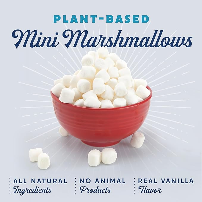 GoodMallow Mini Vegan Marshmallows - Kosher Halal Dairy & Gluten Free Healthy Mini Marshmallows - Natural Gelatin Free for Hot Chocolate, Smores, Campfire, Baking - Non-Artificial