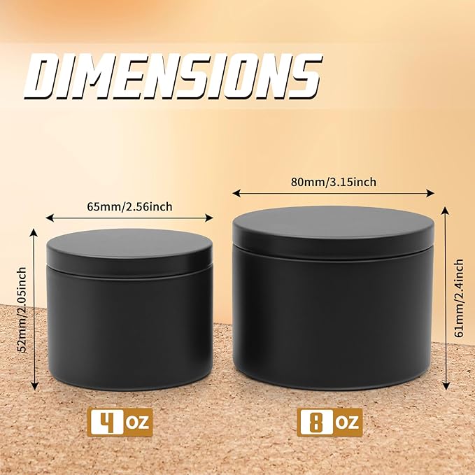 24-Pack White and Black Candle Jars, 12pcs 4oz + 12pcs 8oz Candle Tins for Making Candles, Empty Candle Jars for Making Candles Bulk Candle Containers - White & Black