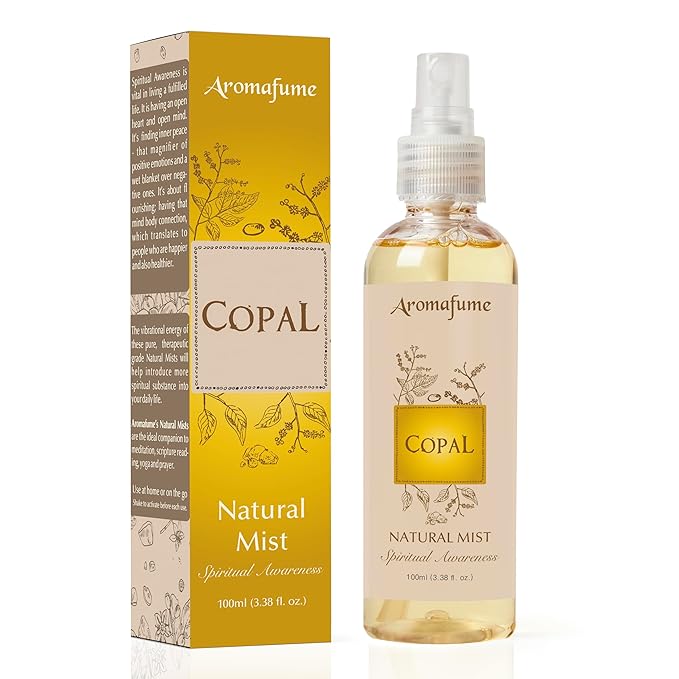 Copal Natural Resin Mist Spray by Aromafume | 100 ml / 3.3oz | Ideal for deep relaxation, spirituality & rituals | Made with Copal Resin from Mexico | Non-alcoholic, non-toxic & vegan