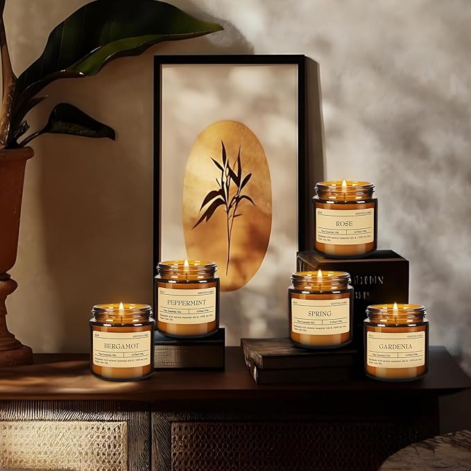 24-Pack Scented Candle Gift Box - 12 scents to Choose from (Rose/Lavender/Lemon/Vanilla), Natural Soy Wax - Birthday, Halloween and Christmas