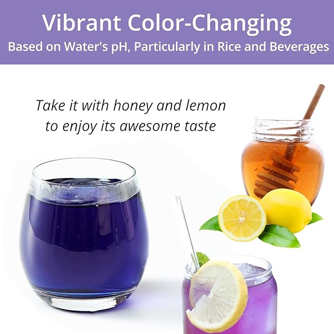 60 Dried Butterfly Pea Flower Tea Bags, VitalForest Butterfly Blue Pea Flower Tea, Premium Caffeine Free, Non-GMO, for Cooking, Iced Tea, Coolers, Cocktails and Mocktails