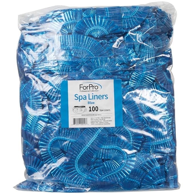 ForPro Professional Collection Spa Liners, Fit All Pedicure Spas, Disposable Pedicure Liners, Blue, 100-Count