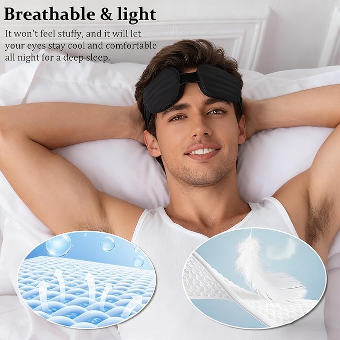 3D Sleep Mask for Women Men,Sleep Mask for Nasal Pillow Cpap Users Adjustable 100% Light Blocking,Eye Mask for Dry Eyes,Blind Fold for Side Sleeper Travel