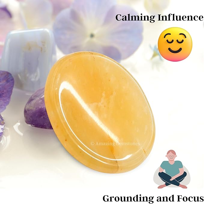 Amazing Gemstone Yellow Aventurine Worry Stone Crystals and Healing Stones - Worry Stones for Stress Relief Gifts - Piedra Crystal Fidget for Meditation - Unique Stocking Stuffers and Birthday Gifts