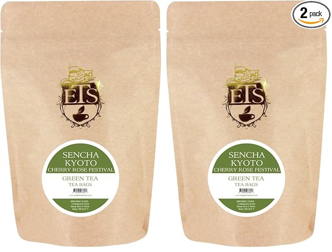 English Tea Store Sencha Kyoto Cherry Rose Festival Teabags, 25 Count (Pack of 2)