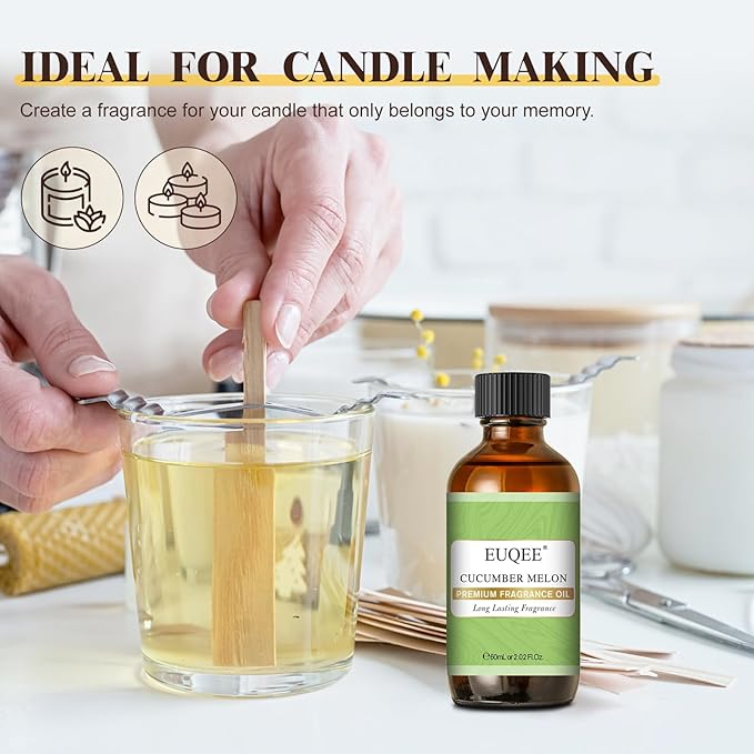 EUQEE Cucumber Melon Fragrance Oil, Premium Cucumber Melon Essential Oil 2.02 Fl oz/ 60ml with Glass Dropper for Diffuser, DIY Soap, Candle Making
