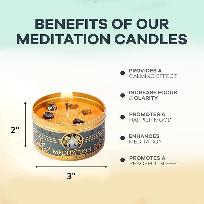 Meditation Candles with Crystals | Natural Aromatherapy Candles for Relaxation & Healing | Stress Relief Candles for Yoga, Meditation & Self Care | 4 Pack Gift Set