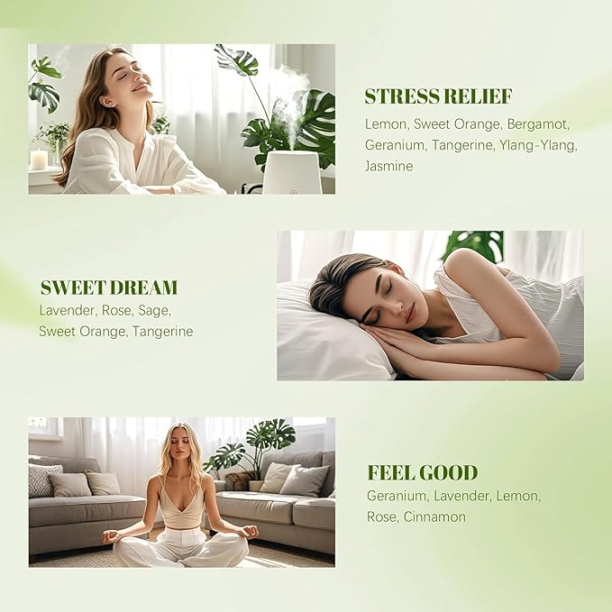 Essential Oils Blend Set,Essential Oils for Diffusers for Home,Stress Relief, Sweet Dream,Deep Breathe,Relax, Air Freshening,Aromatherapy Gifts for Women,DIY Candle Making,Humidifiers, Massage(6x10ml)