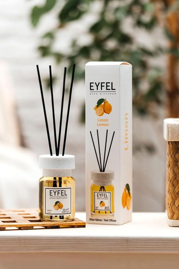 EYFEL Reed Diffusers for Home – Lemon Reed Diffuser Set 4.05 fl oz Oil Diffuser Sticks, Bathroom Diffuser, Home Fragrances, Scented Sticks, Home Décor