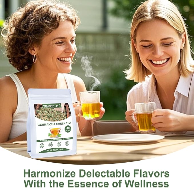 TEARELAE - Genmaicha Tea, 40 Count - Genmaicha Green Tea with Roasted Rice - Smooth Flavor - Non-GMO - Low Caffeine