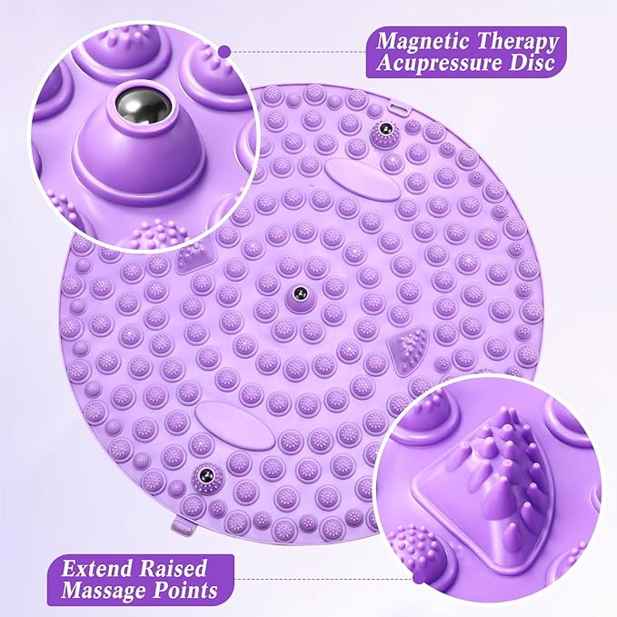 4 Pack Foot Massager Mat Foot Reflexology Pad with Magnetic Relaxation Massage Feet Pressure Point Pad Anti Fatigue Walk Stone Acupoint Mat Particle Portable Massage Tool(Purple and Pink)