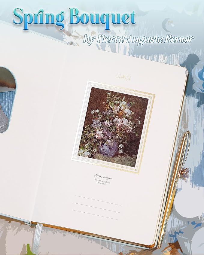 Thick Journal for Women & Girls, 360 Pages A5 Writing Journaling Notebook with Paintings, Women Journal for Writing, Vintage Journal with Gift Box & Pen for Girls Gift Ideas (Ice Blue)