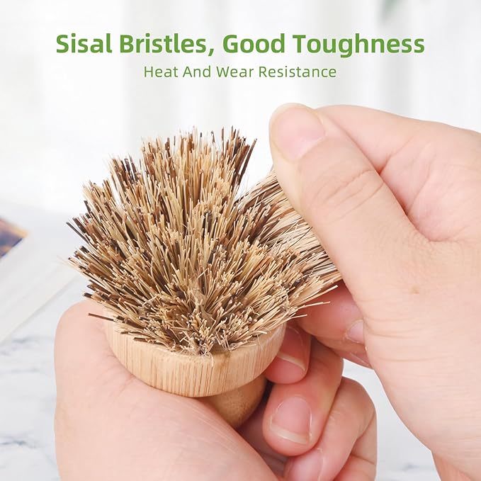 6 Pack Kitchen Scrub Brush for Dishes - Hard Bristle, Natural Dish Scrubber Brush Environmental Protection and Durable, Kitchen Scrubbers for Dishes, Pots, Pans, Grills and Stoves