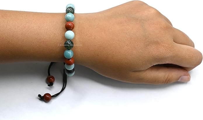 Natural Healing Crystal Bracelet for Women - Mens Bracelet Energy Balancing Gemstones Set - Adjustable Stone Bead Bracelet for Men and Women - Chakra Crystal Therapy Accessory, Meditation