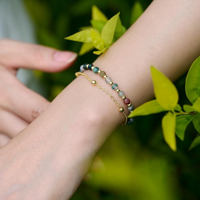 Farfume Crystal Bracelet Beaded Bracelets for Women 4mm Natural Stone Beads Gemstone Handmade Anxiety Jewelry Gifts