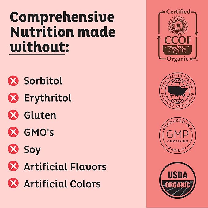 KOS Vegan Protein Powder, Strawberries & Cream USDA Organic - Low Carb Pea Protein Blend, Plant Based Superfood with Vitamins & Minerals, Gluten Free - Meal Replacement for Women & Men - 28 Servings