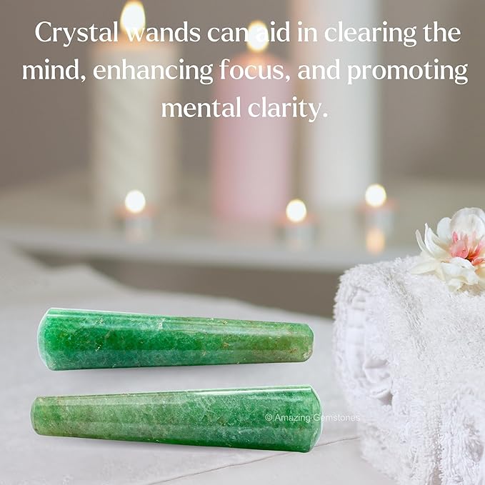 Amazing Gemstone Green Strawberry Quartz Crystal Wand Massage Stick - Pelvic Wand Gua Sha for Adults - Crystals and Healing Stones Massage Wands for Adults Gifts (Smooth)