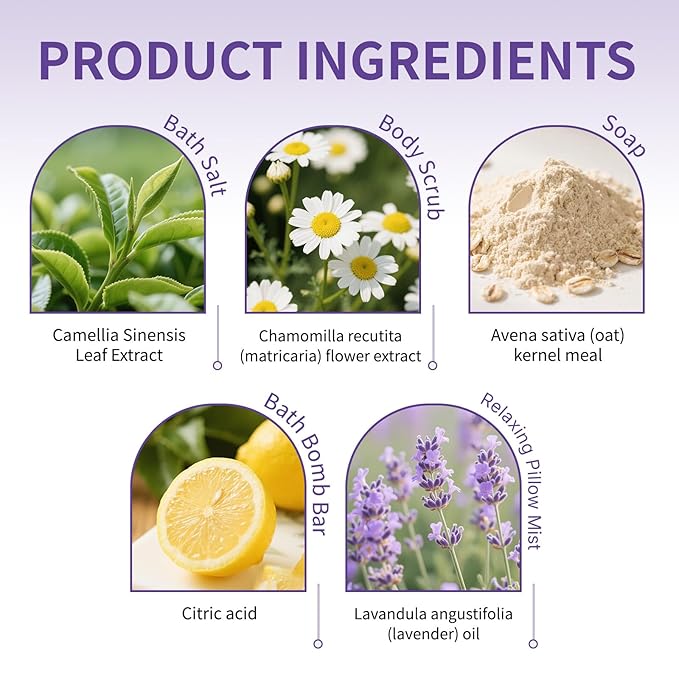 Roseye 5 Pcs Spa Kit Birthday Gifts for Women Lavender Spa Gifts for Girlfriend Self Care Kit Mom Sister Birthday Gifts Nurture Relax Skin Care Set