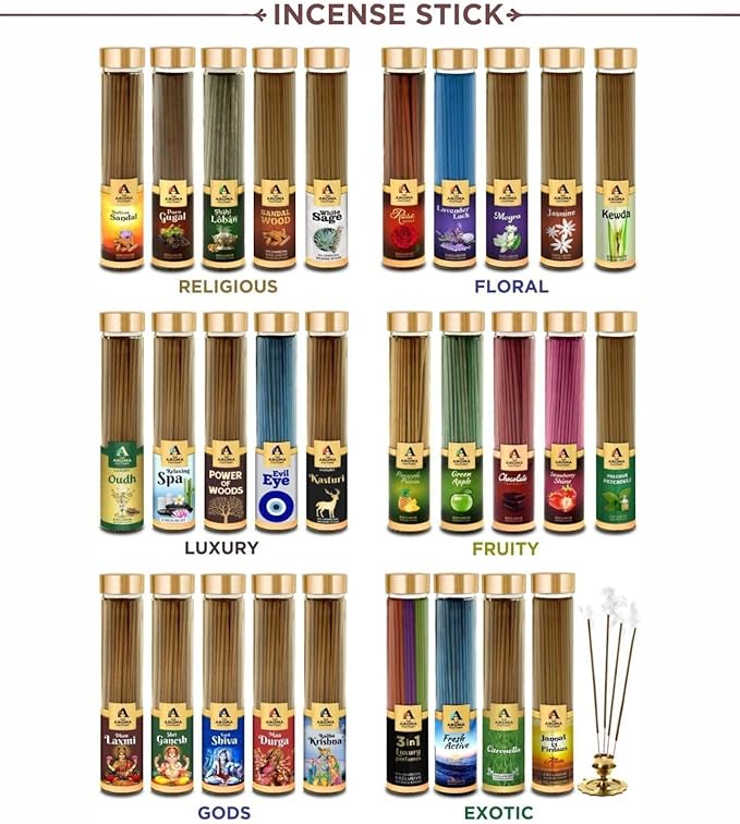 The Aroma Factory Agarbatti, Luxury Green Apple Incense Sticks, Low Smoke & Zero Charcoal, Premium, Fresh, & Fruity Fragrance for Home, Meditation 100G X 1Bottle Pack 4 Cm X 4 Cm X 26 Cm Multicolour