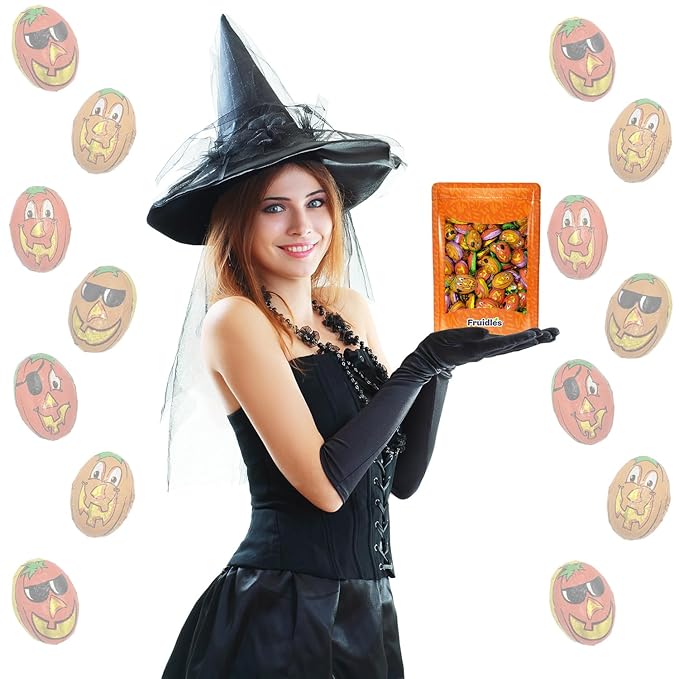 Halloween Pumpkin Pals, Trick-Or-Treat Party Bag Fillers, Individually Wrapped in Multi-color Pumpkin Face Design Foils, Kosher Certified, Box (25 Pounds (Bulk))