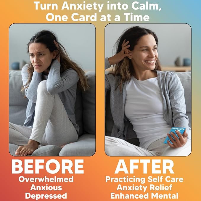 Self Care Cards for Anxiety Relief with MoodCube Spinner, Science-Based Emotion Therapy Tools for Adults & Teens, 45 Mindfulness & Meditation Exercises for Depression, Great Relaxation Gift