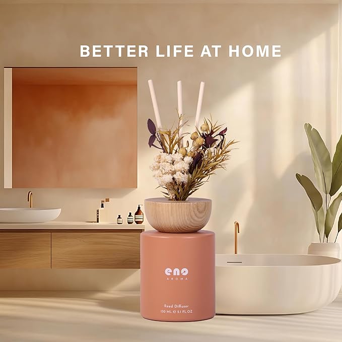 Reed Diffuser Set with Really Dried Flowers, Essential Oils Scented Diffuser with Sticks, Air Fresheners Home Fragrance for Bathroom Shelf Decor & Gift, 5.1oz / 150ml