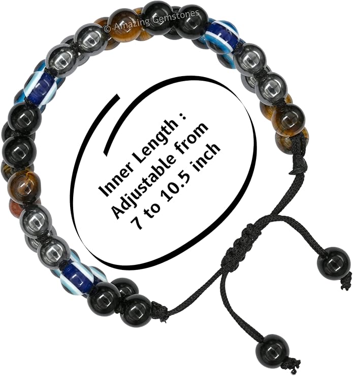 Natural Healing Crystal Bracelet for Women - Mens Bracelet Energy Balancing Gemstones Set - Adjustable Stone Bead Bracelet for Men and Women - Chakra Crystal Therapy Accessory, Meditation