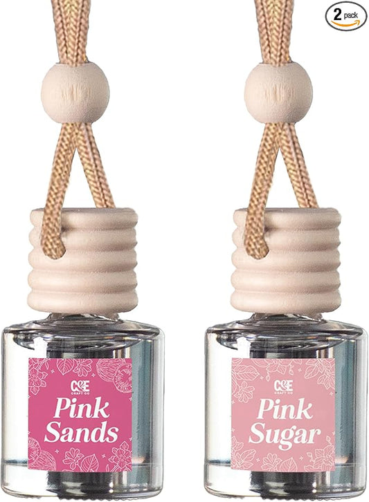CANDECraftCo Car Air Hanging Fragrance Oil, Car Auto Freshener for Essential Oils, Scents Fragrance Aromatherapy Automobile Diffuser, Long Lasting (Pink Sugar + Pink Sands)