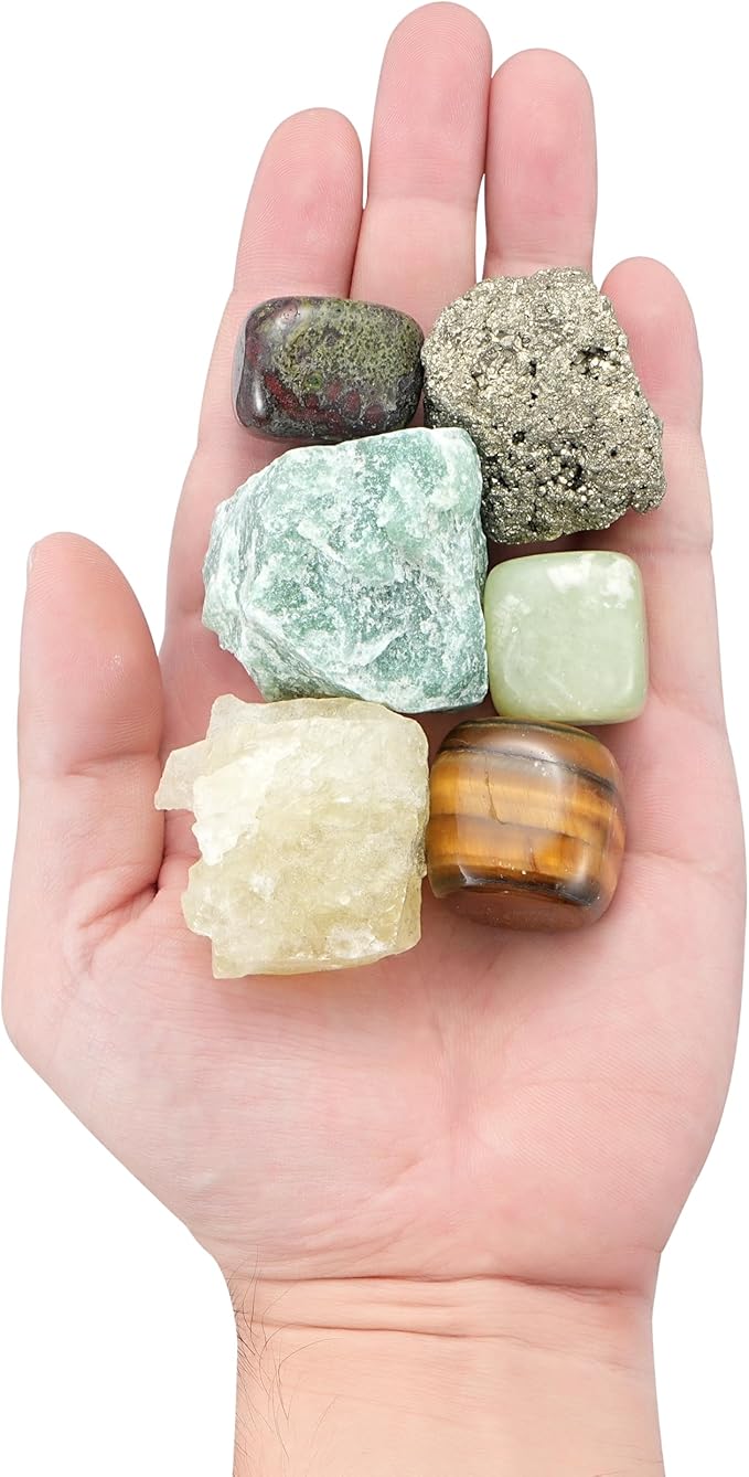 QianCannaor Crystals and Healing Stones Set for Anxiety, Relaxation Spiritual Crystals Gift for Metaphysical, Witchcraft, Meditation, Manifestation, Zen, Reiki, Fengshui (Crystal for Money & Success)