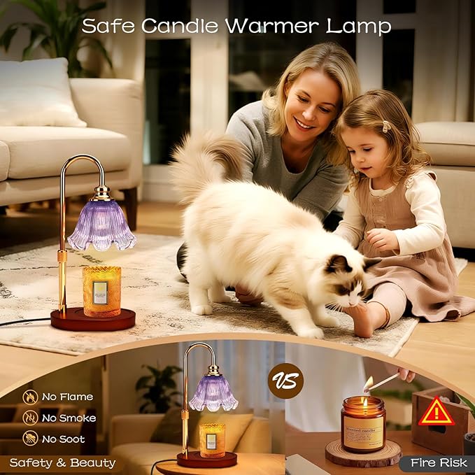Adjustable Candle Warmer Lamp with Timer: Wax Warmer for Scented Wax Gifts for Women - Birthday Gifts for Women fits All Candle Jar, House Warming Gifts New Home Decor (Purple)