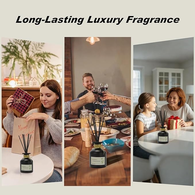 130ML Reed Diffuser for Home -Long-Lasting Fragrance, Elegant Glass Bottle for Office Living Room, Bathroom, Bedroom Decor (Verbena Scent)